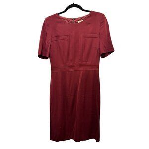 Hugo Boss Womens Burgundy Short Sleeve Dress Knee Length Back Zipper Size M